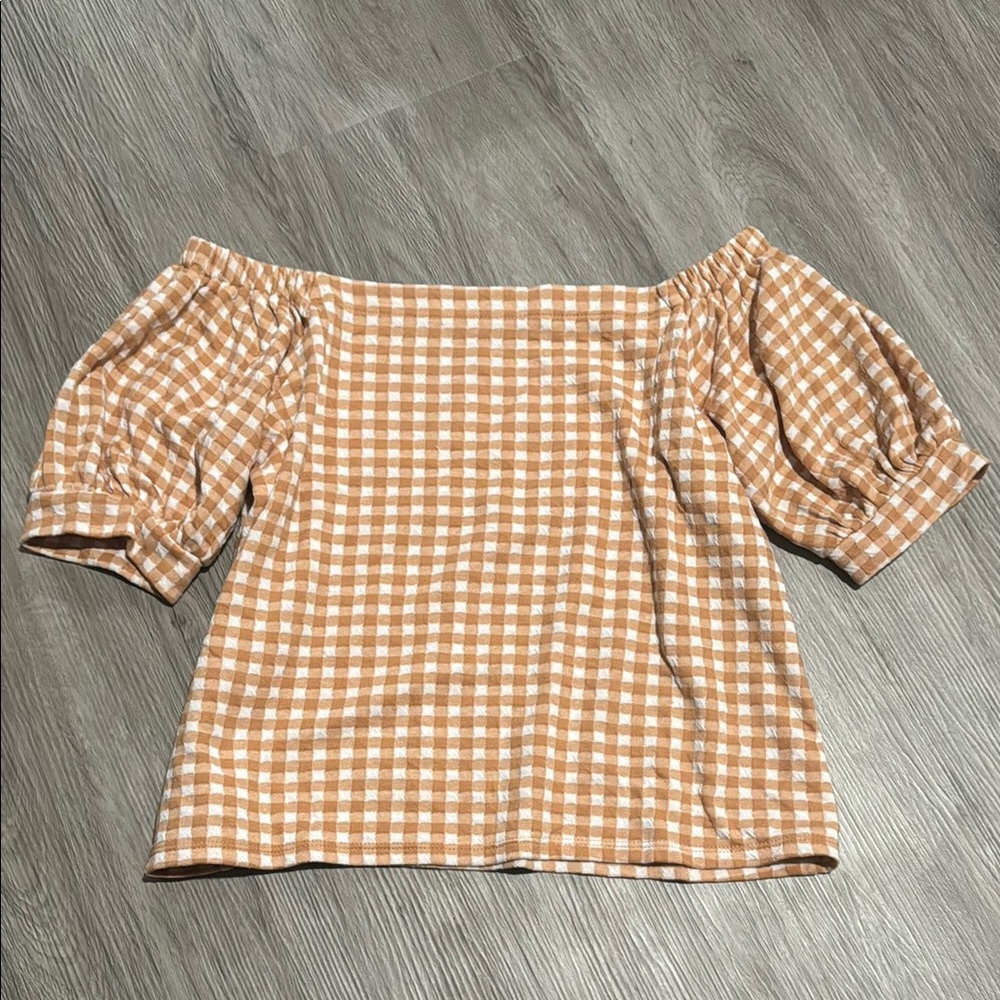 LOFT Gingham Off-Shoulder Top